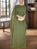 Sheath Scoop Ruffles Floor-Length Chiffon Mother of the Bride Dress