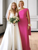 Sheath One-Shoulder Floor-Length Stretch Crepe Mother of the Bride Dress
