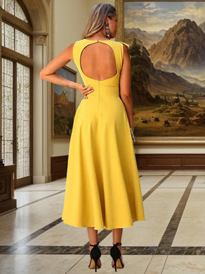 A-line Jewel Cascading Ruffles Tea-Length Stretch Crepe Mother of the Bride Dress