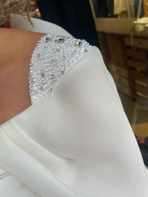Sheath Square Short Sleeves Beading Ankle-Length Corset Mother of the Bride Dress