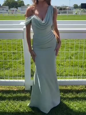 Sheath/Column One-Shoulder Pleated Floor-Length Chiffon Bridesmaid Dresses