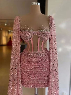 Sheath/Column Illusion Sequin Short/Mini Homecoming Dresses