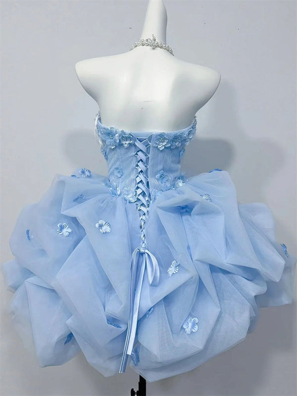 A-line/Princess Straight Flower Short/Mini Tulle Homecoming Dresses