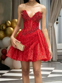 A-line/Princess Sweetheart Sequin Short/Mini Homecoming Dresses