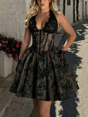 Sheath/Column Sweetheart Pleated Short/Mini Lace Homecoming Dresses