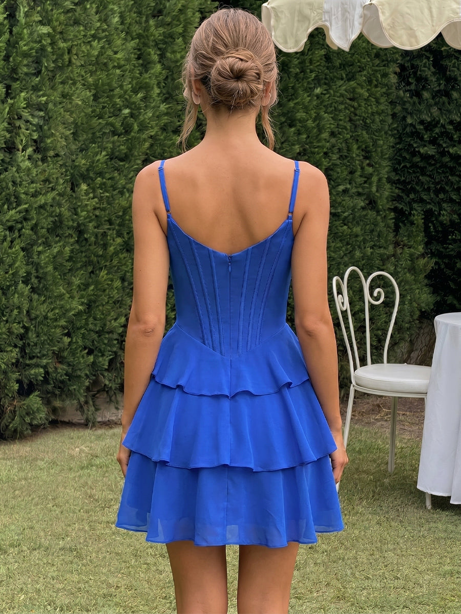 Sheath/Column Straps Pleated Short/Mini Chiffon Homecoming Dresses