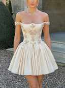 Sheath/Column Straight Pleated Short/Mini Satin Homecoming Dresses