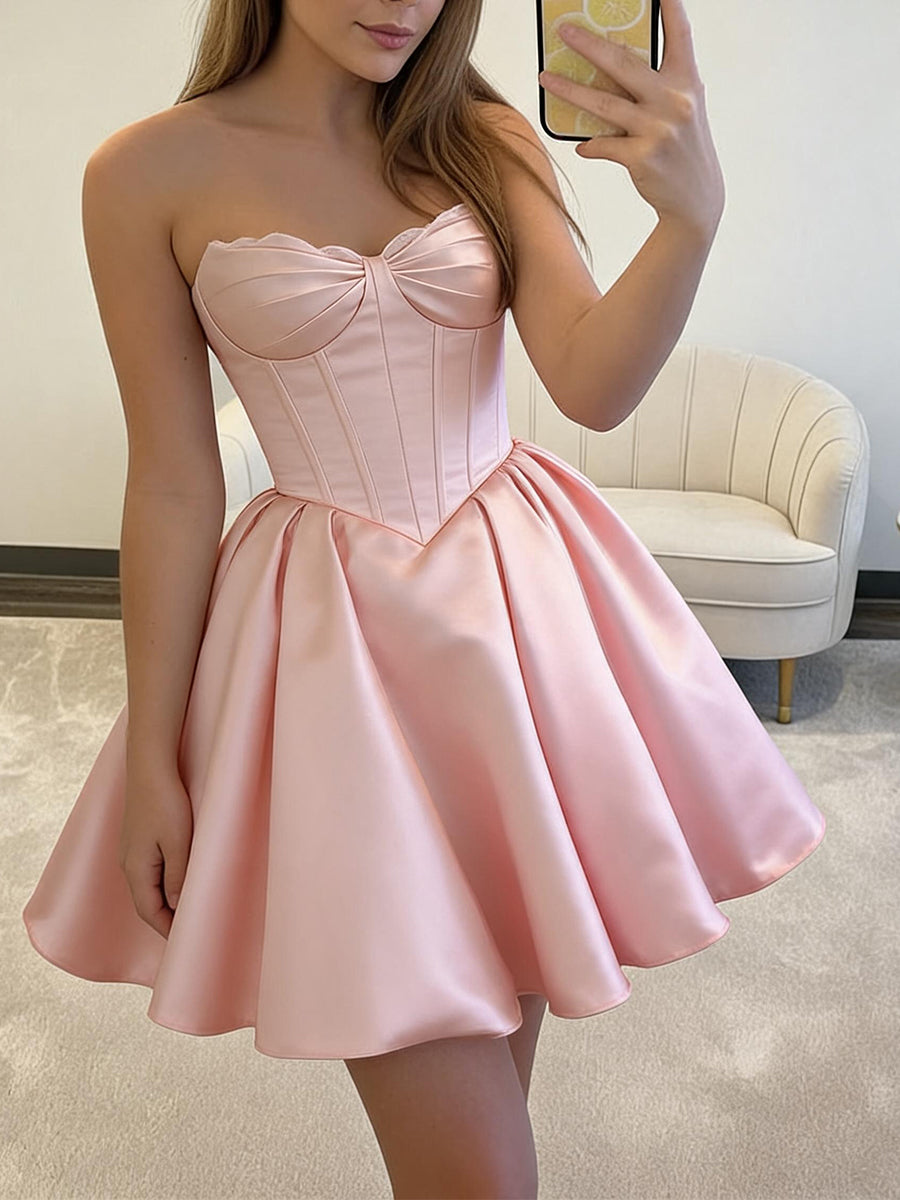 Sheath/Column V-neck Sequin Short/Mini Satin Homecoming Dresses