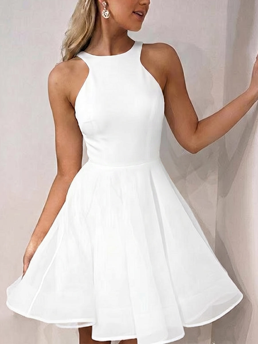 Sheath/Column Spaghetti Straps Pleated Short/Mini Tulle Homecoming Dresses