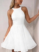 Sheath/Column Spaghetti Straps Pleated Short/Mini Tulle Homecoming Dresses