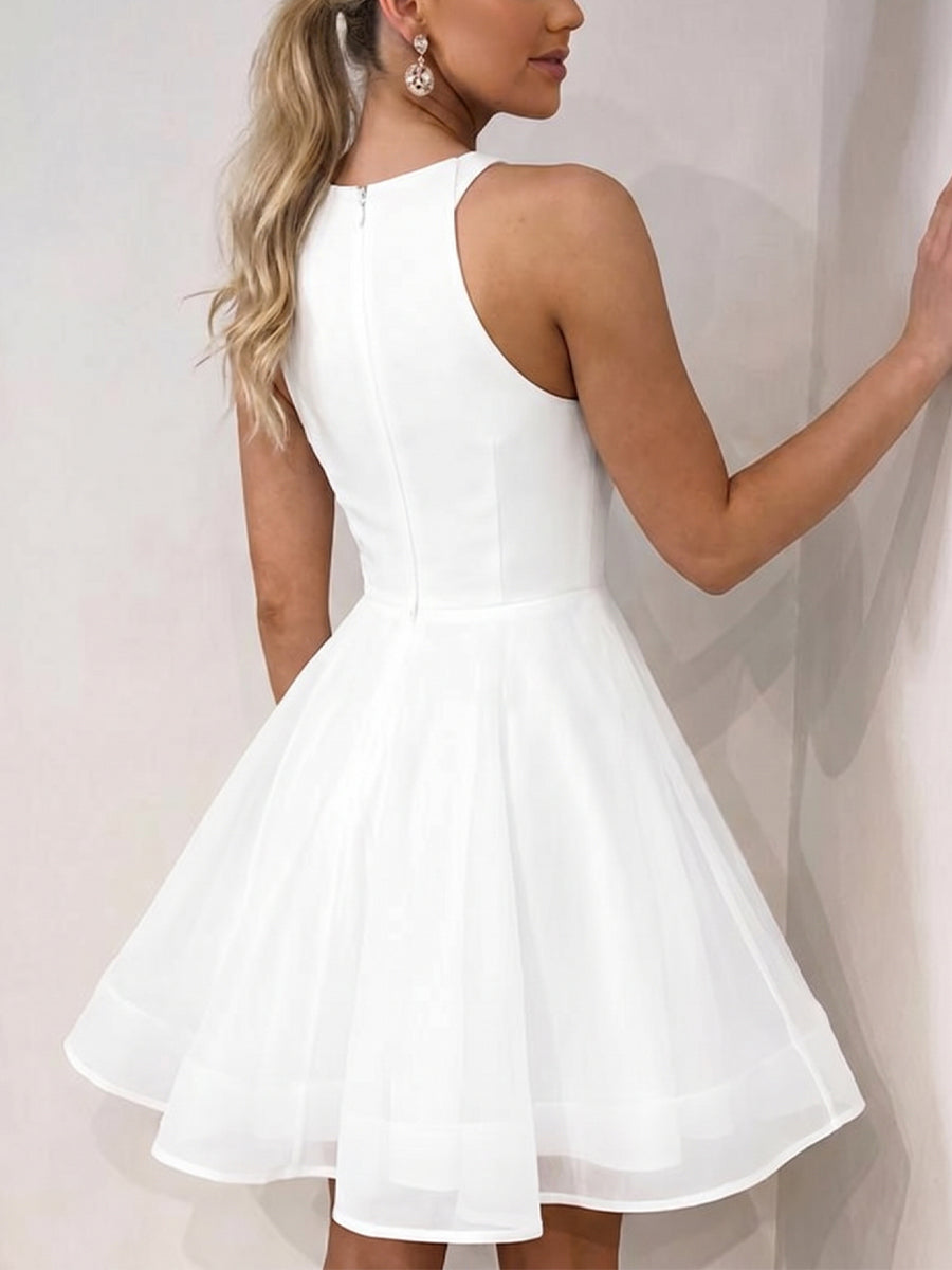 Sheath/Column Spaghetti Straps Pleated Short/Mini Tulle Homecoming Dresses