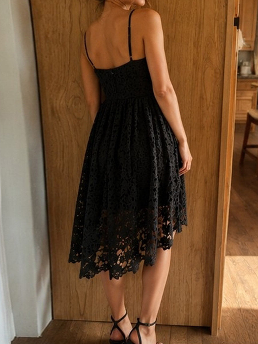 A-line/Princess Off-the-Shoulder Pleated Asymmetrical Lace Homecoming Dresses