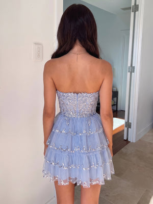 A-line/Princess Straight Appliques Lace Short/Mini Tulle Homecoming Dresses
