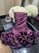 Sheath/Column Spaghetti Straps Ruffles Short/Mini Tulle Homecoming Dresses