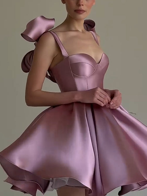 A-line/Princess Straps Bow Short/Mini Homecoming Dresses