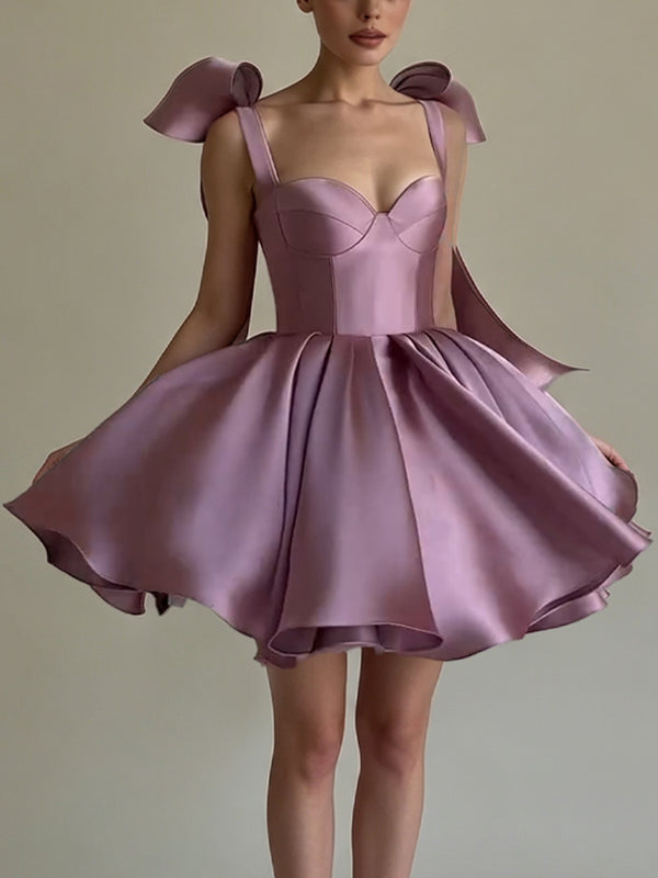 A-line/Princess Straps Bow Short/Mini Homecoming Dresses