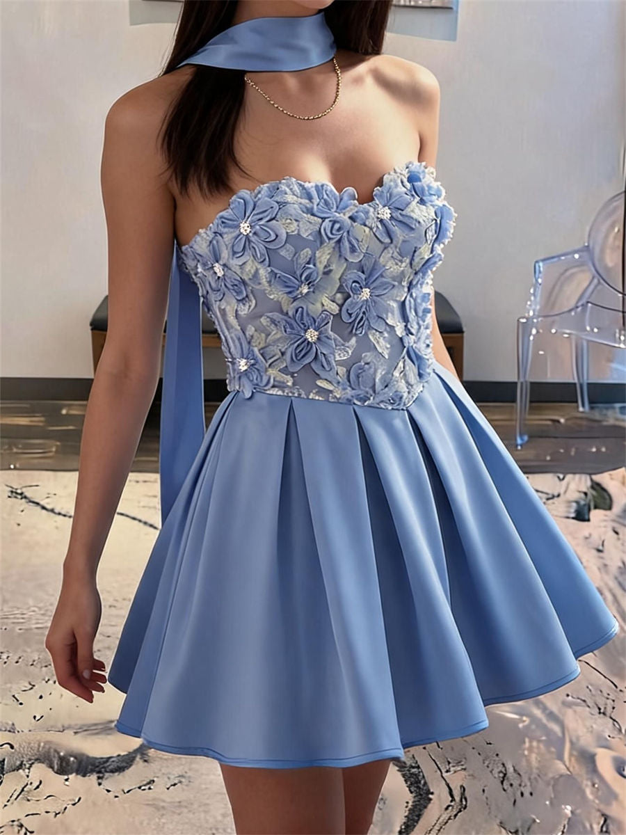 A-line/Princess Straight Flower Short/Mini Homecoming Dresses