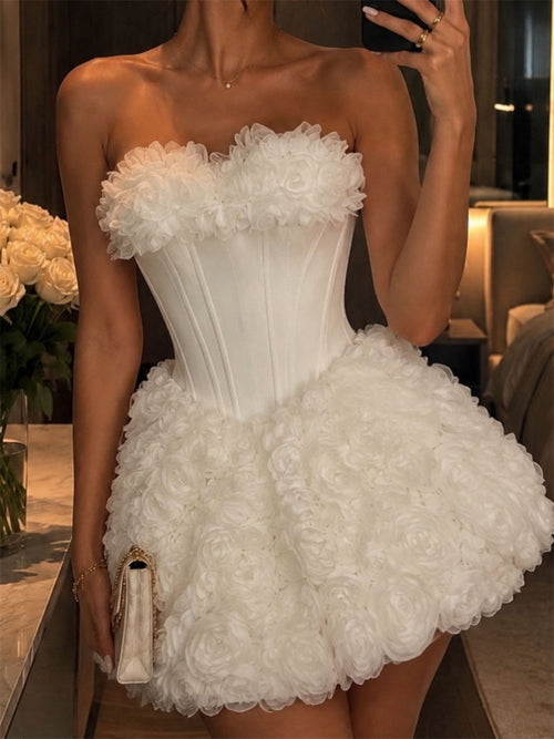 A-line/Princess Straight Flower Short/Mini Stretch Crepe Homecoming Dresses
