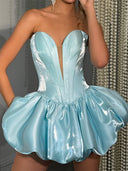 A-line/Princess Sweetheart Pleated Short/Mini Homecoming Dresses