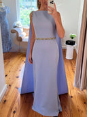 Sheath/Column Jewel Beading Floor-Length Stretch Crepe Mother of the Bride Dresses