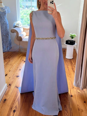 Sheath/Column Jewel Beading Floor-Length Stretch Crepe Mother of the Bride Dresses