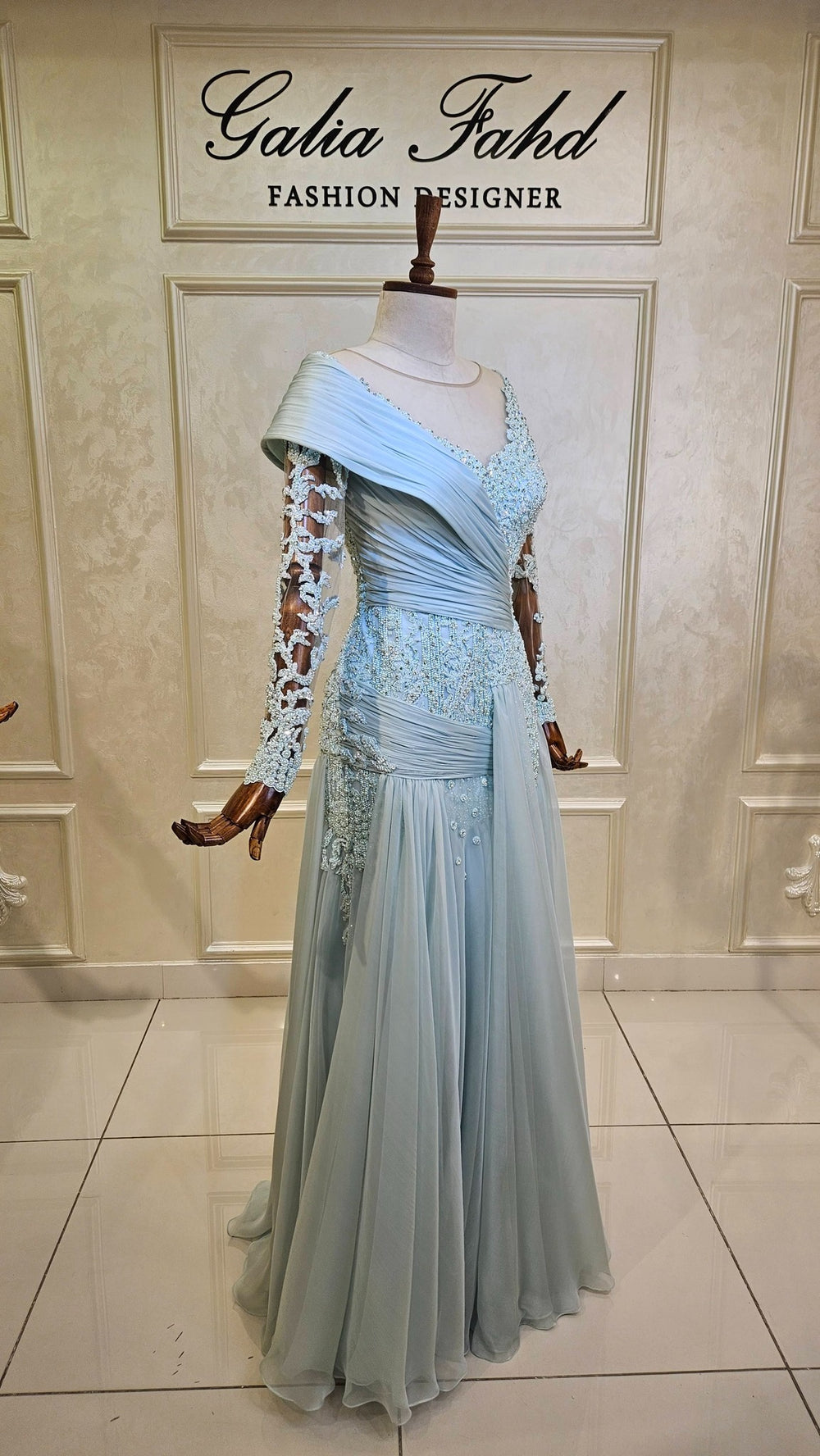 A-line/Princess Illusion Long Sleeves Appliques Lace Floor-Length Chiffon Mother of the Bride Dresses