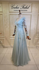 A-line/Princess Illusion Long Sleeves Appliques Lace Floor-Length Chiffon Mother of the Bride Dresses