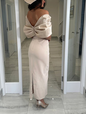 Sheath/Column Sweetheart 1/2 Sleeves Pleated Ankle-Length Stretch Crepe Mother of the Bride Dresses