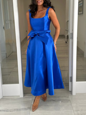 A-line/Princess Straps Bow Ankle-Length Satin Mother of the Bride Dresses