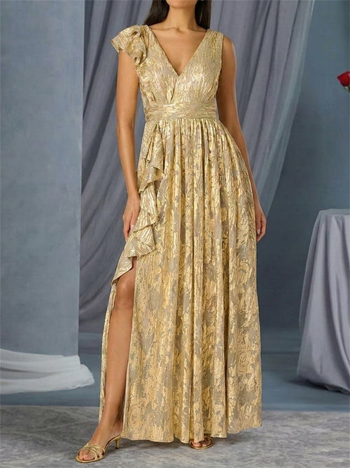 A-line/Princess V-neck Pleated Floor-Length Mother of the Bride Dresses