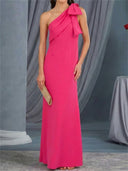 Sheath/Column One-Shoulder Bow Floor-Length Stretch Crepe Mother of the Bride Dresses