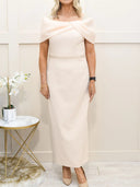 Sheath/Column Scoop Short Sleeves Bow Ankle-Length Organza Mother of the Bride Dresses