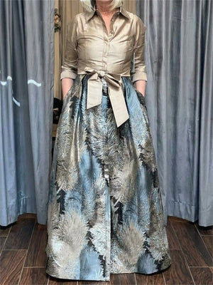 A-line/Princess 3/4 Sleeves Bow Floor-Length Mother of the Bride Dresses