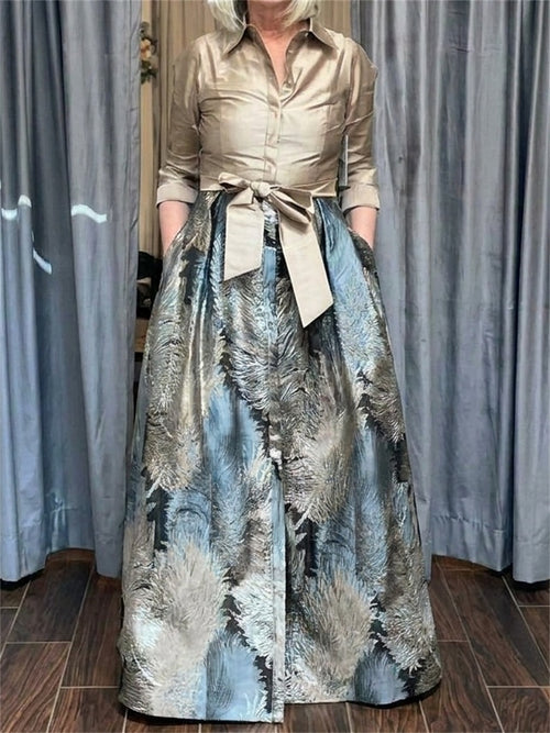 A-line/Princess 3/4 Sleeves Bow Floor-Length Mother of the Bride Dresses