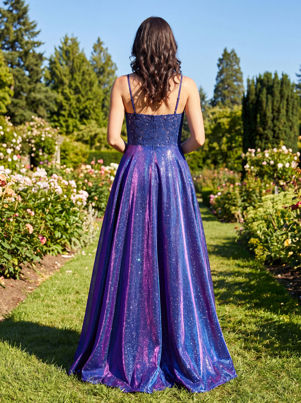 A-line/Princess Spaghetti Straps Pleated Floor-Length Prom Dresses