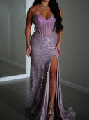 Sheath/Column Sweetheart Sequin Sweep Train Prom Dresses