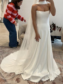 A-line/Princess Straight Ruffles Court Train Stretch Crepe Wedding Dresses