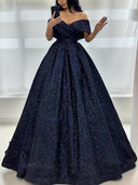 Ball-Gown Off-the-Shoulder Ruffles Sweep Train Dress
