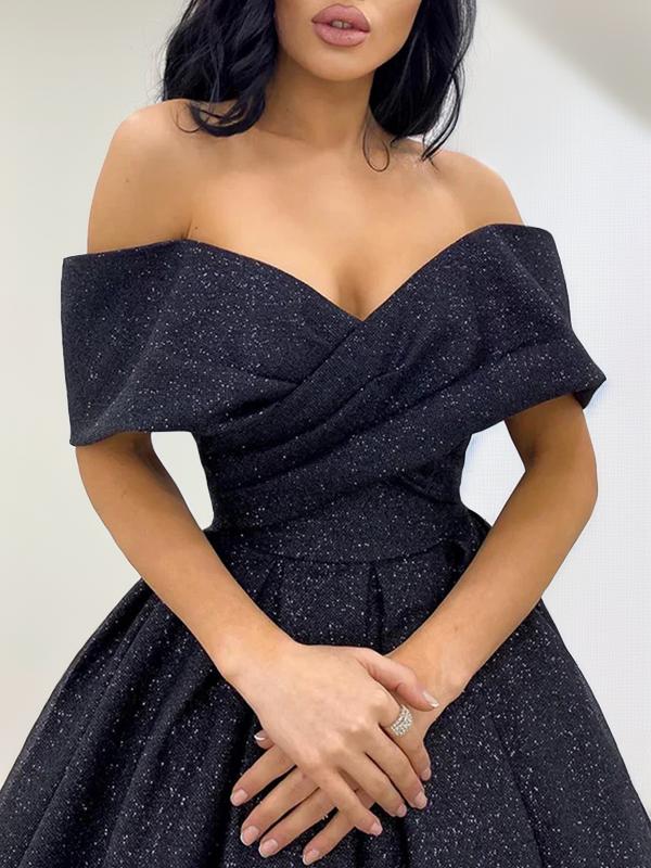 Ball-Gown Off-the-Shoulder Ruffles Sweep Train Dress