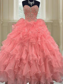 Ball-Gown Sweetheart Beading Floor-Length Organza Dress