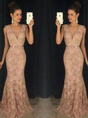 Mermaid V-neck Sweep Train Lace Dress