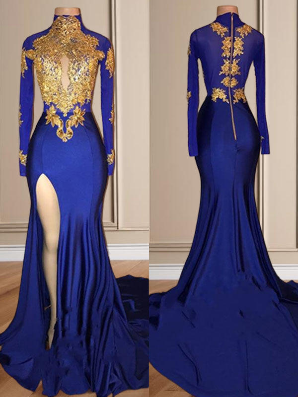 Mermaid Sweetheart Appliques Lace Sweep Train Jersey Dress