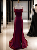 A-line Spaghetti Straps Ruffles Sweep Train Velvet Dress