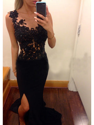 Sheath Bateau Long Sleeves Appliques Lace Sweep Train Chiffon Dress