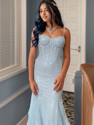 Sheath Straight Sweep Train Corset Dress
