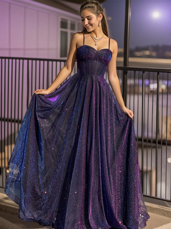 A-line Spaghetti Straps Floor-Length Corset Dress