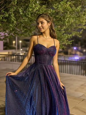 A-line Spaghetti Straps Floor-Length Corset Dress