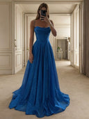 A-line Cowl Pleated Floor-Length Corset Dress