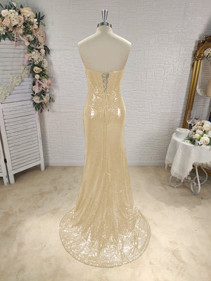 Sheath Sweetheart Pleated Sweep Train Sequins Corset Dress