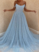 A-line Off-the-Shoulder Sweep Train Dress